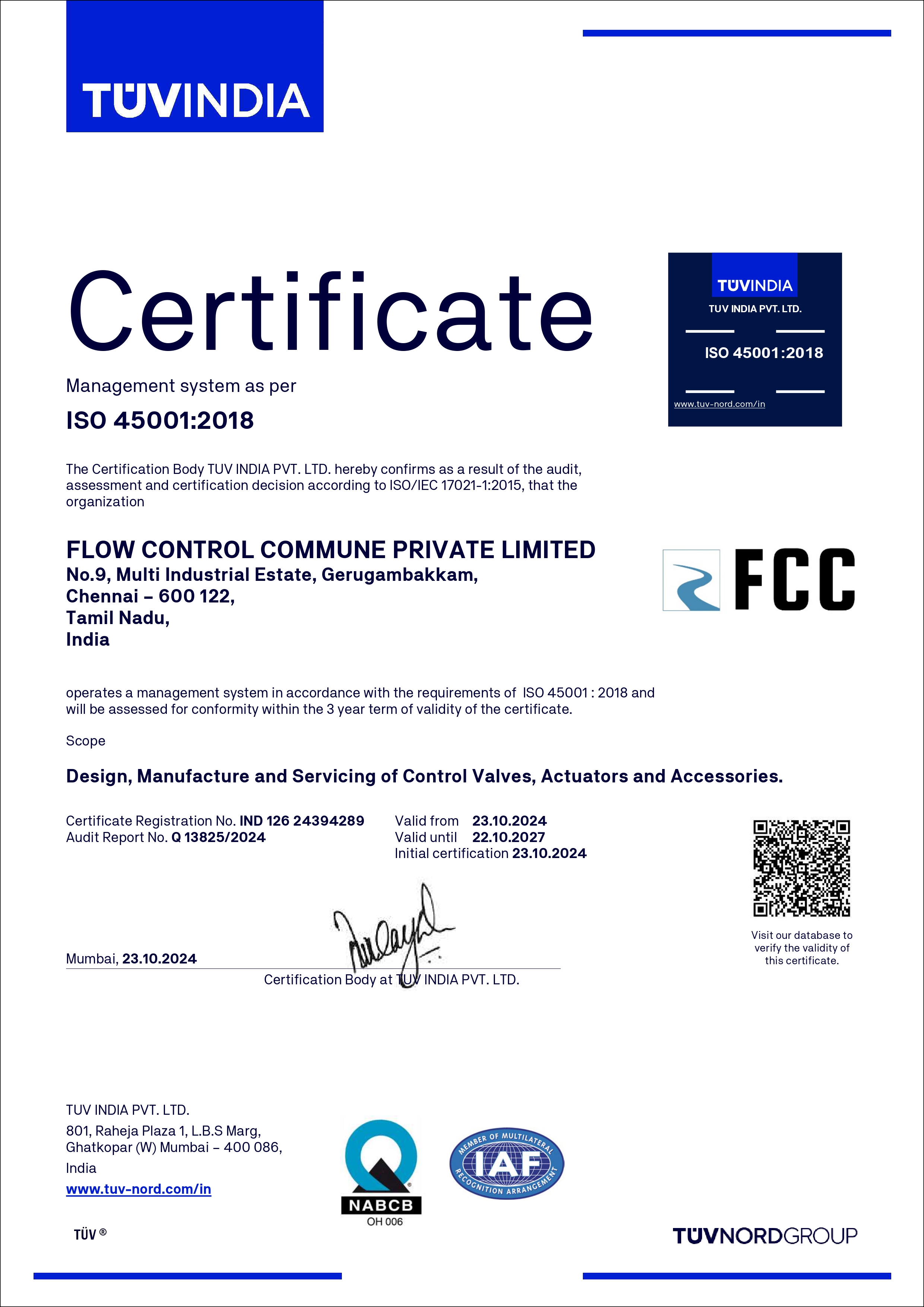 Certificate - Flow Control Commune Pvt. Ltd.